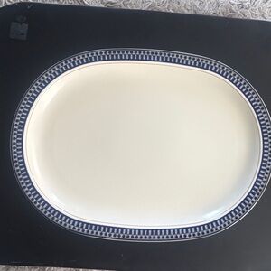 Mikasa Potters Touch Aztec BlueClassic Blue Rim Oval Serving Platter